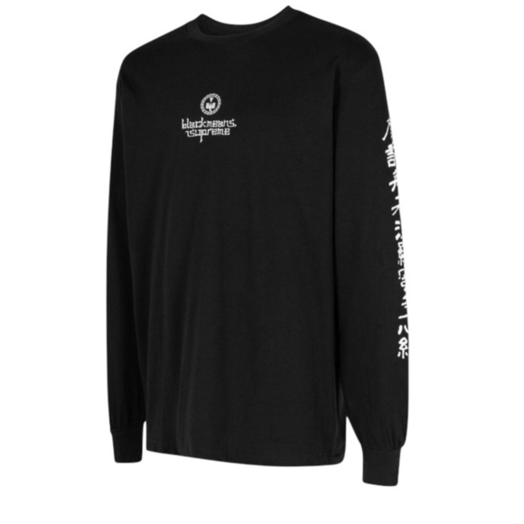 Supreme Blackmeans Black Men's Long Sleeve T-shirt with White Logo